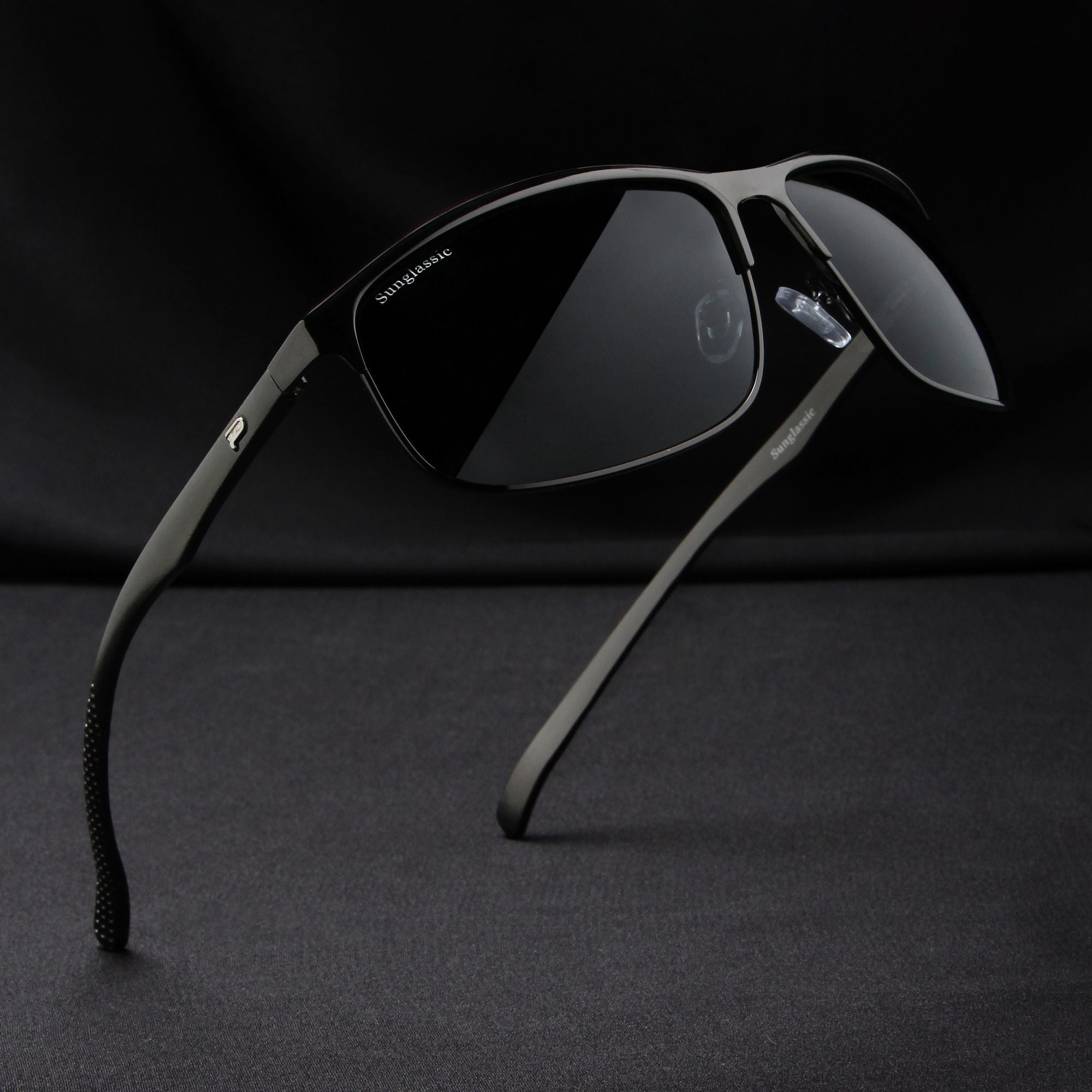 Radiant Black Polarized Rectangle Sunglasses